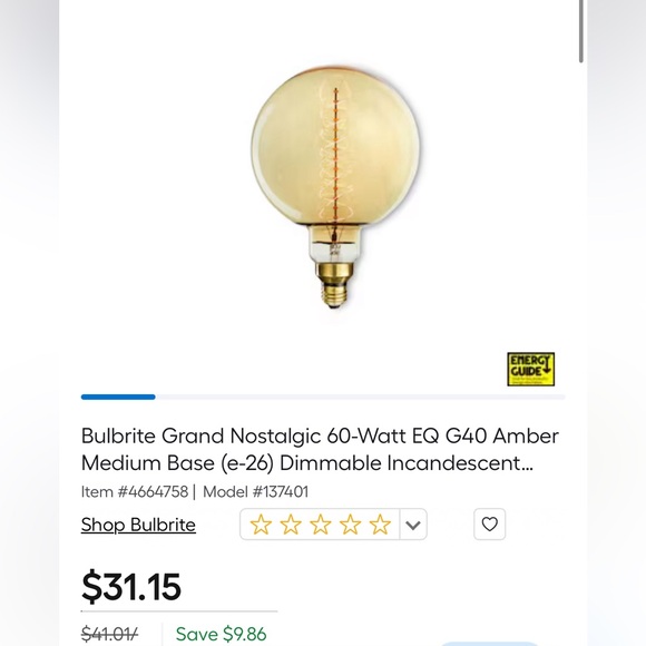 NIB. Extra large vintage Edison style nostalgic spiral lightbulbs. 60 W amber - Picture 2 of 5
